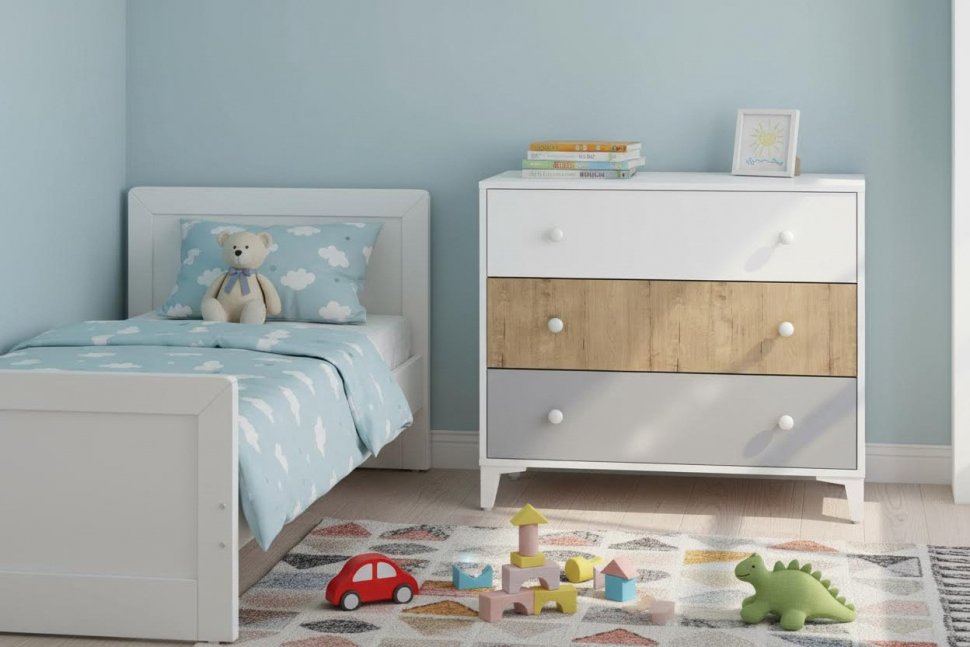 НМ 041.15 комод Морти Дуб Бунратти/белый/серый