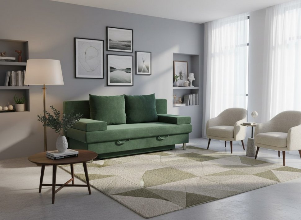 Диван-кровать 3т Милан-3 Модель 057 Велюр Ультра форест
