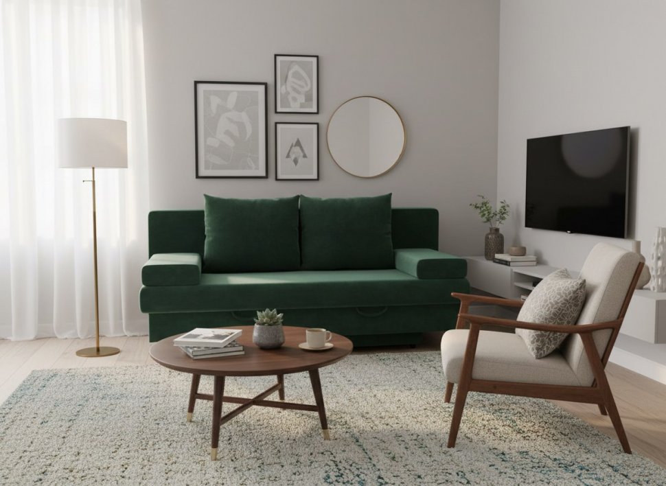 Диван-кровать 3т Милан-3 Модель 057 Велюр Ультра форест