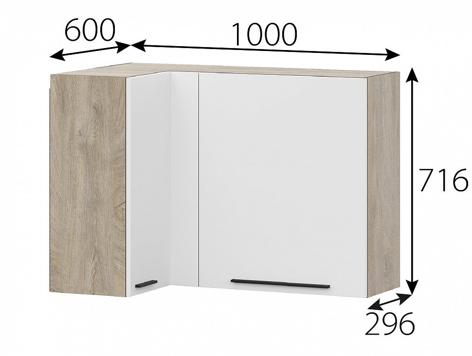 Шкаф навесной угловой 100 см Этна 10ув2 (Софт Вайт)