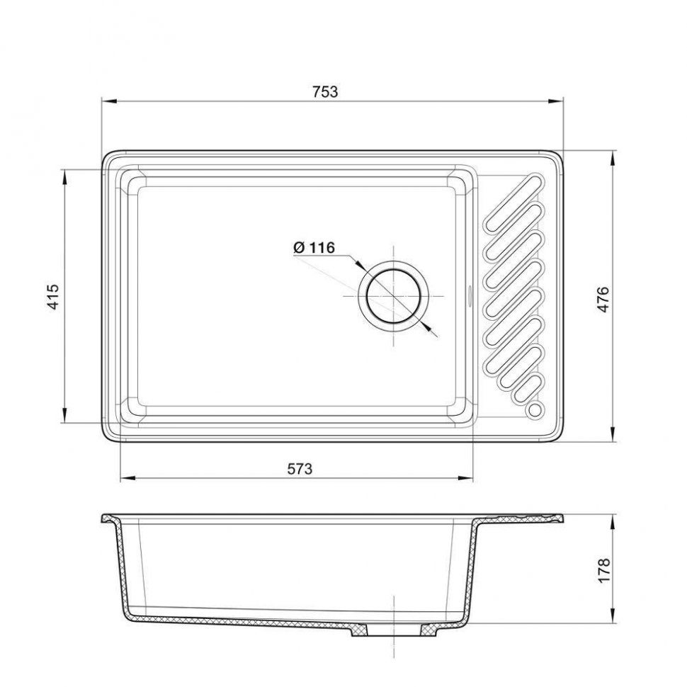 Мойка QUARZ 51, черный