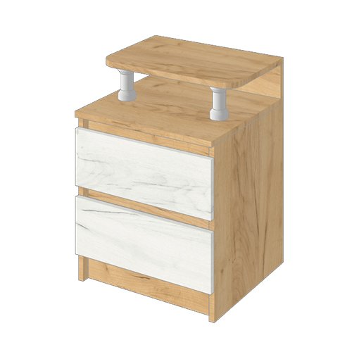 Тумба прикроватная 3Т 45-2 Зара (Крафт золотой / Крафт белый)