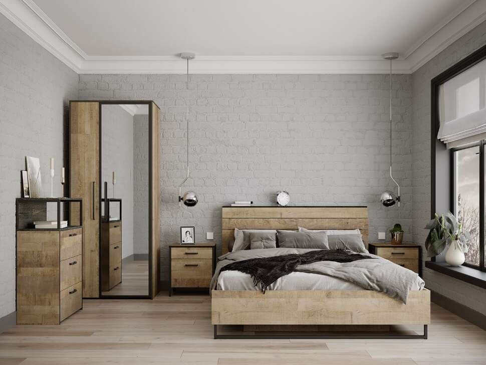 Cпальня Трувор (Моби) Комплект 3 Дуб Гранж Песочный/Интра