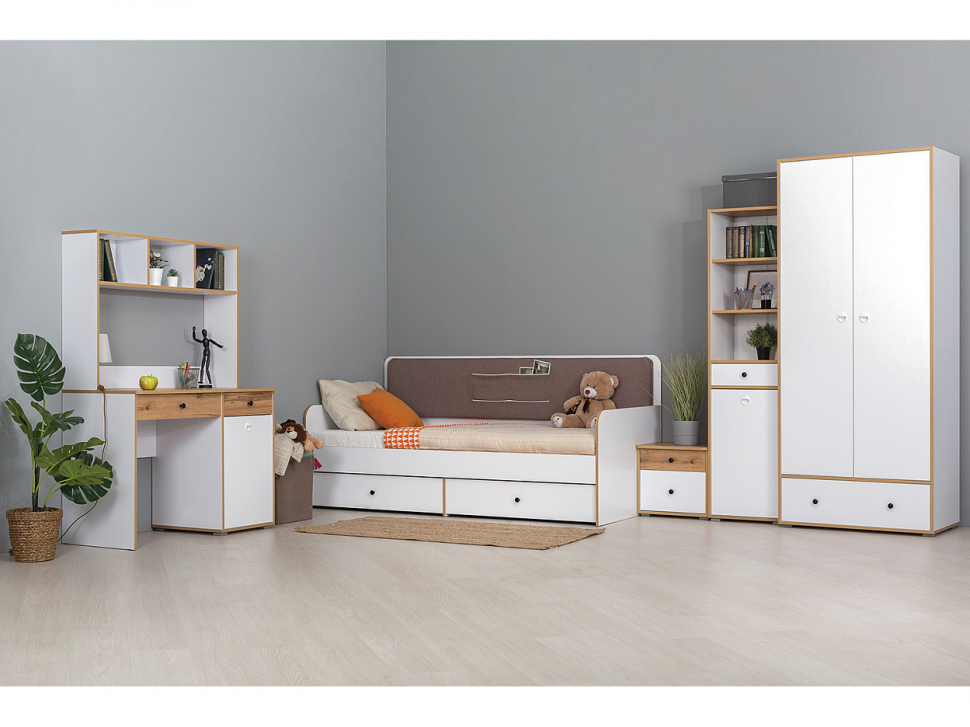 Вуди Стеллаж 13.146 белый/дуб золотой