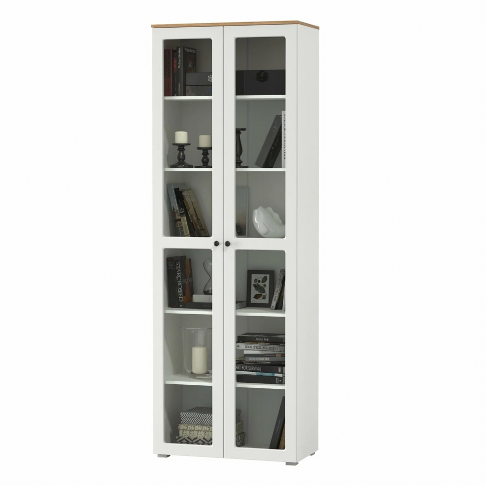 Остин Шкаф-витрина 16.394.02 белый/дуб золотой