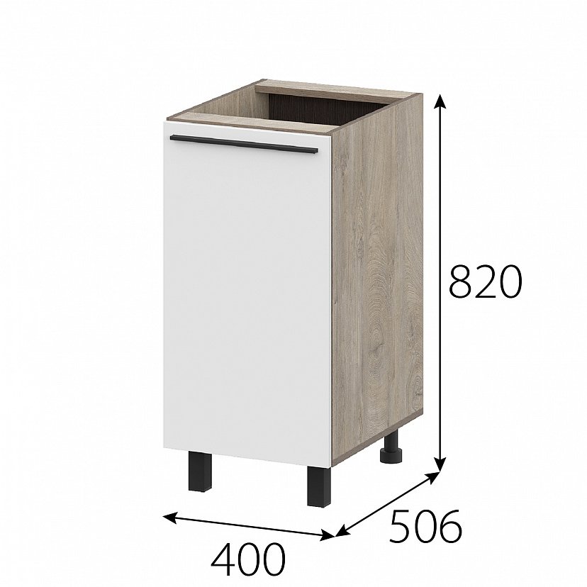 Шкаф кухонный напольный 40 см Этна 4с1 (Софт Вайт)