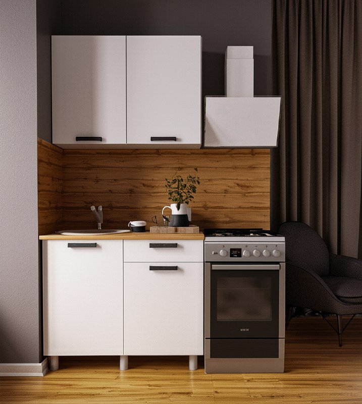 Кухня Осло 1 м, Карбон Фарфор