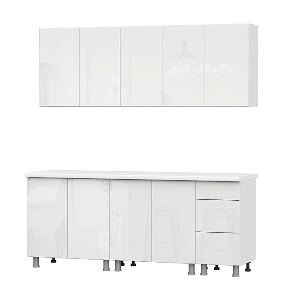 Кухня Модерн New 2 м (без столешницы), Белый, Белый глянец