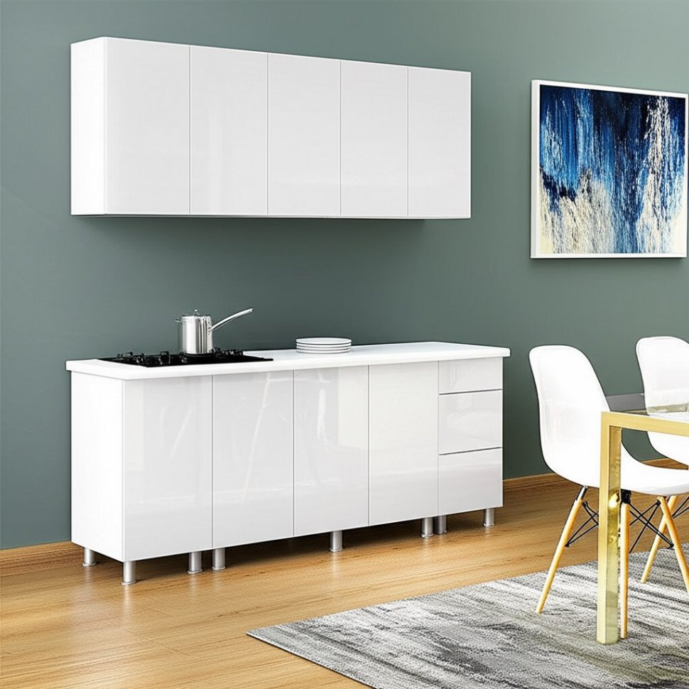 Кухня Модерн New 2 м (без столешницы), Белый, Белый глянец