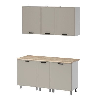 Кухня Аленушка 1,6м в.3 Магнолия Керамика,скоба черный,сонома