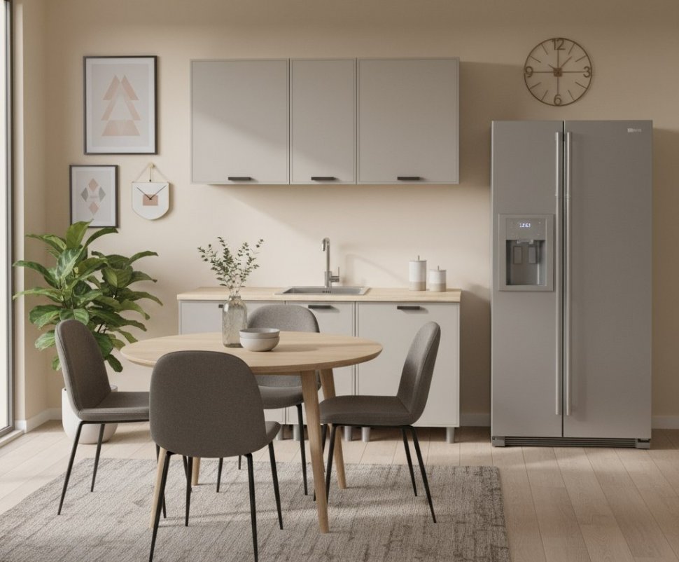 Кухня Аленушка 1,6м в.3 Магнолия Керамика,скоба черный,сонома