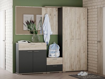 Прихожая Санти-1 Антрацит/Дуб крафт серый
