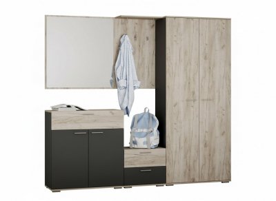 Прихожая Санти-1 Антрацит/Дуб крафт серый