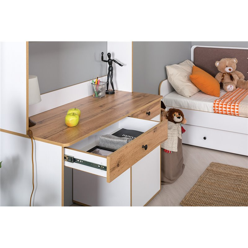 Вуди Стол письменный 12.42 белый/дуб золотой