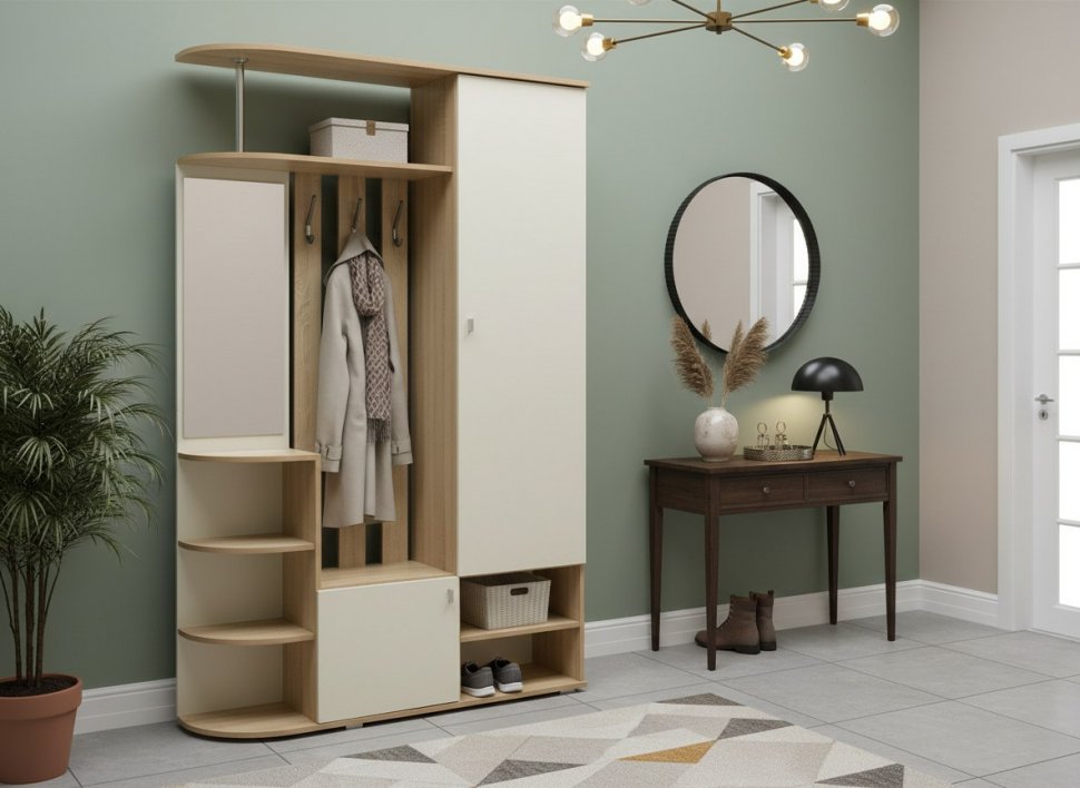 Прихожая Кармен 7 Дуб Сонома/Белый