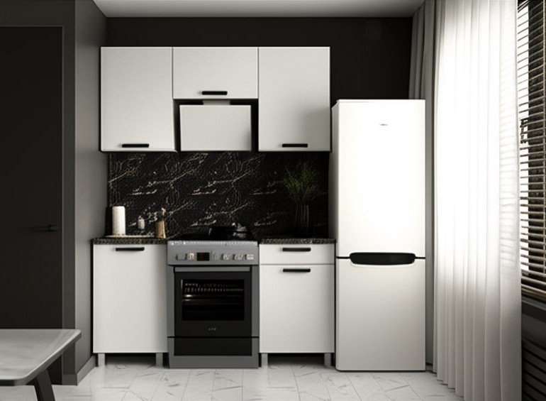 Кухня Осло 1,6 м с окапом, Карбон Фарфор