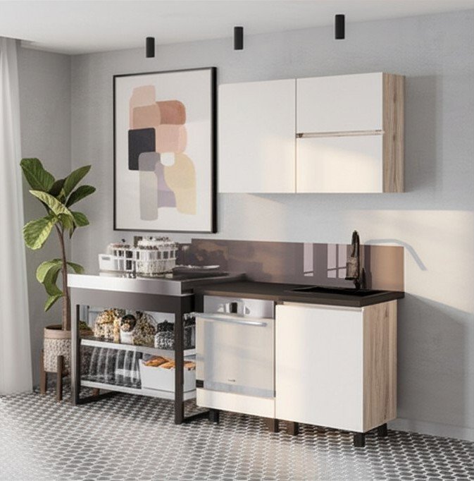 Шкаф навесной Берген Лайт 6в2 0,6м, Дуб смоки, Кашемир