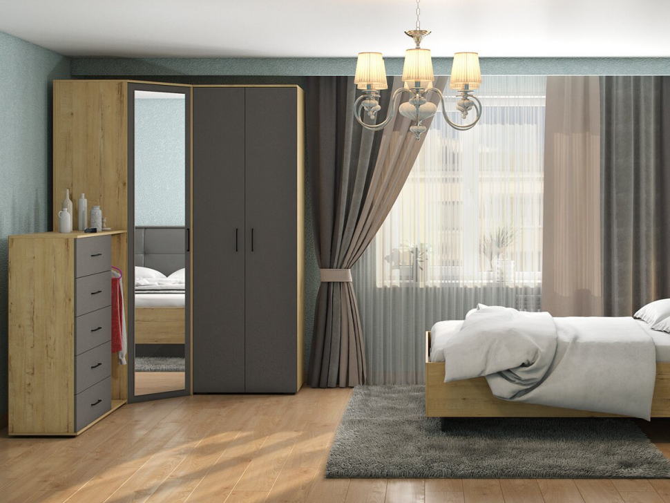 Бруно 01 Z Шкаф угловой Дуб Вотан / Серый графит