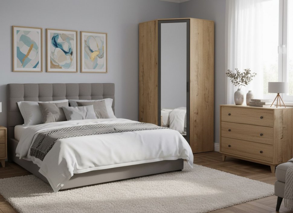 Бруно 01 Z Шкаф угловой Дуб Вотан / Серый графит