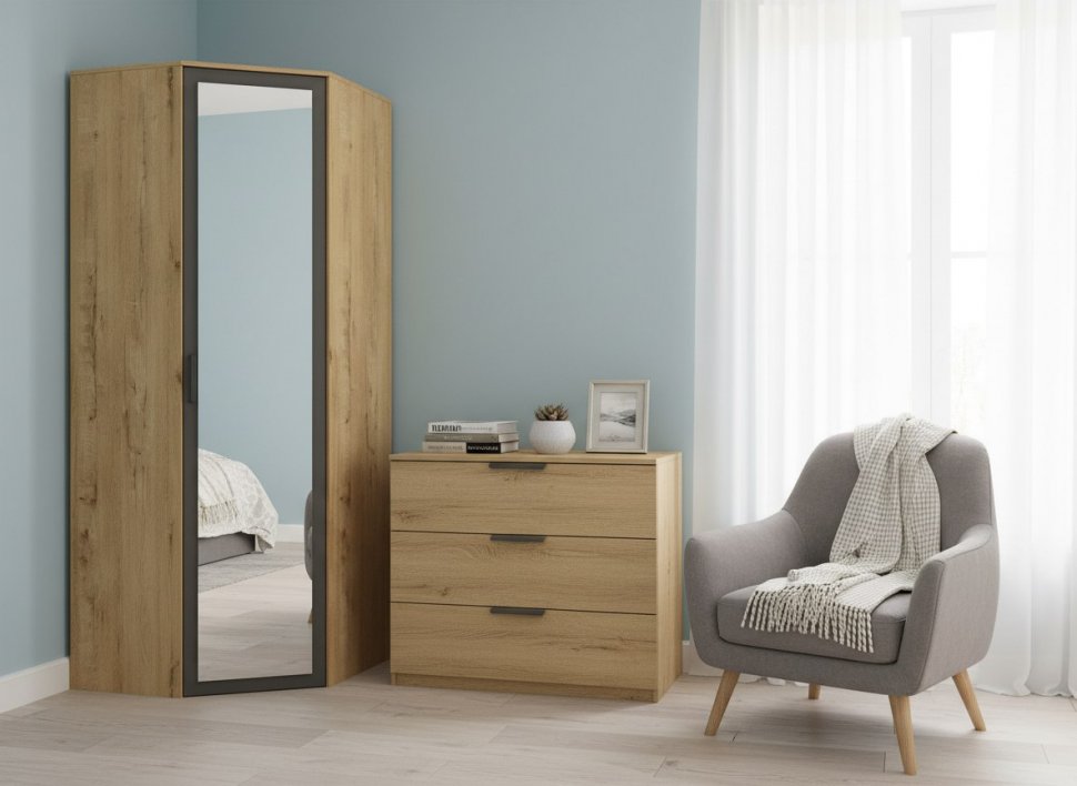 Бруно 01 Z Шкаф угловой Дуб Вотан / Серый графит