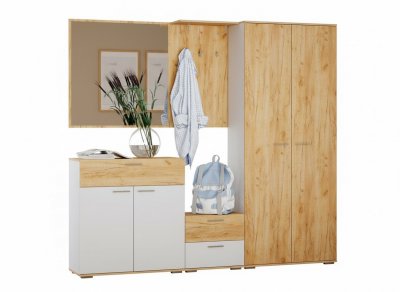 Прихожая Санти-1 Белый/Дуб крафт золотой