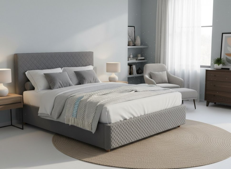 Кровать Galaxy 1400 с основанием / серый №25