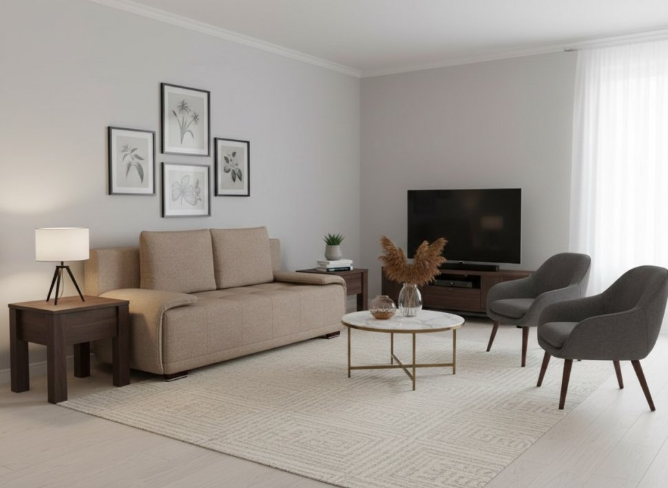 Диван-кровать 3т Милан 1 Модель 032 Рогожка Sherlock 932