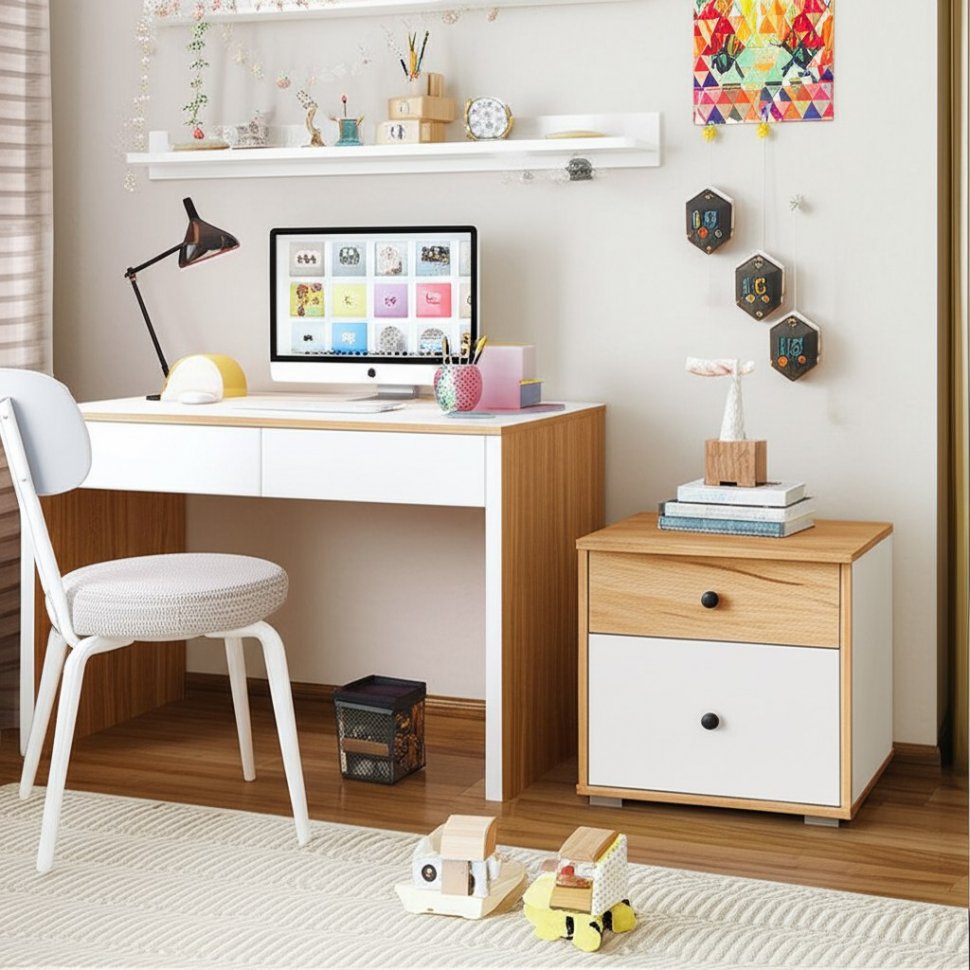 Вуди Тумба прикроватная 13.287 белый/дуб золотой