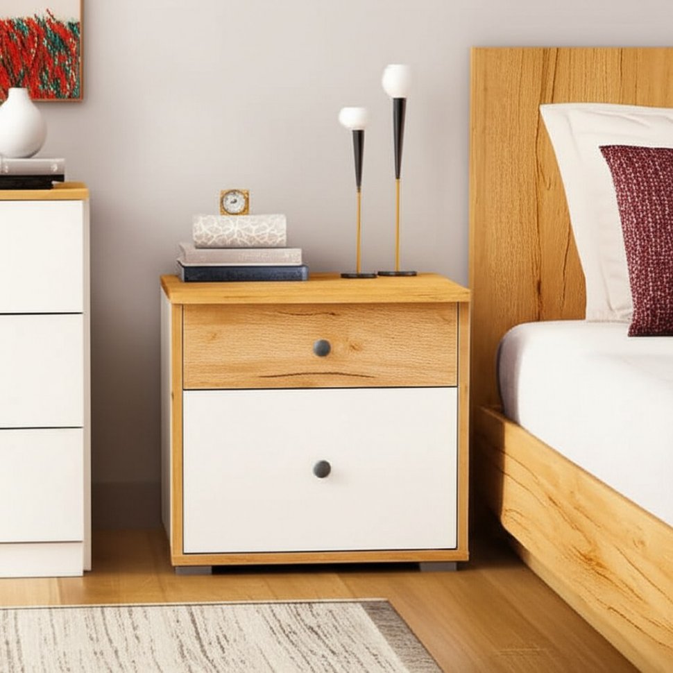 Вуди Тумба прикроватная 13.287 белый/дуб золотой