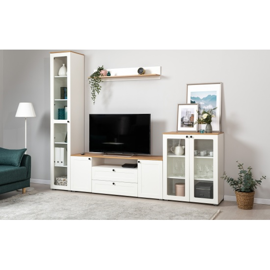 Остин Шкаф-витрина 16.394.03 белый/дуб золотой