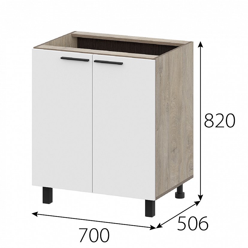 Шкаф кухонный напольный 70 см Этна 7с2 (Софт Вайт)