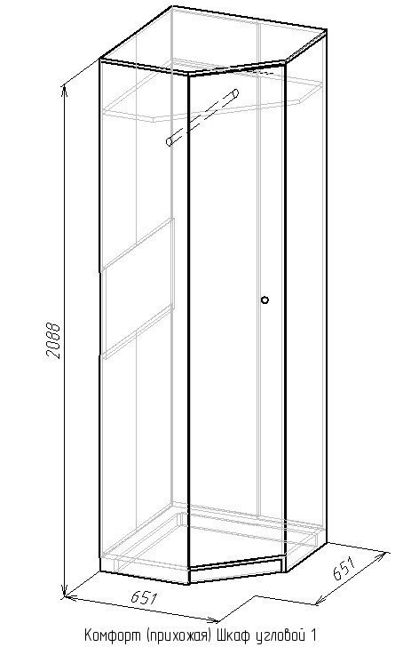 Шкаф угловой 1 Комфорт Глазов-мебель (Дуб Золотистый / Графит)