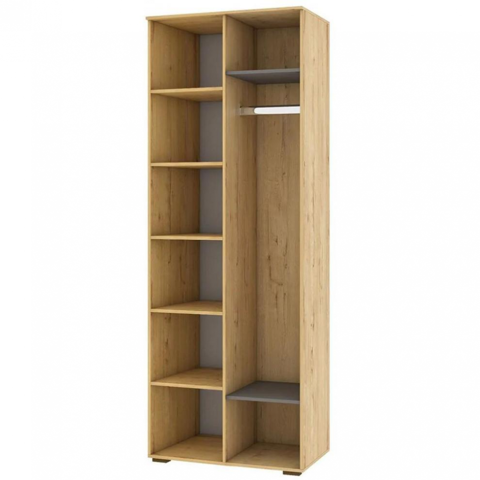 Бруно Шкаф двухдверный с нишей / Дуб Вотан / Серый Графит 