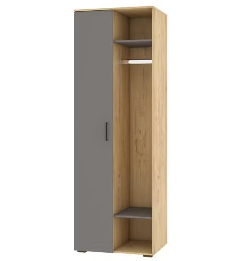 Бруно Шкаф двухдверный с нишей / Дуб Вотан / Серый Графит 