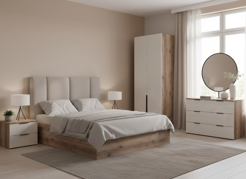 Харди шкаф двухдверный Дуб Делано Темный / Супермат Джелато