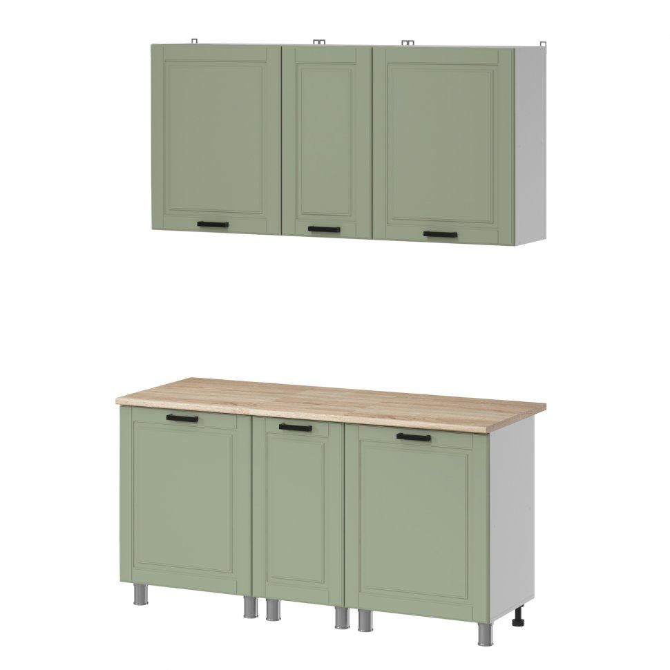 Кухня Аленушка 1,6м в.3 Астра Фисташка,скоба черный,сонома