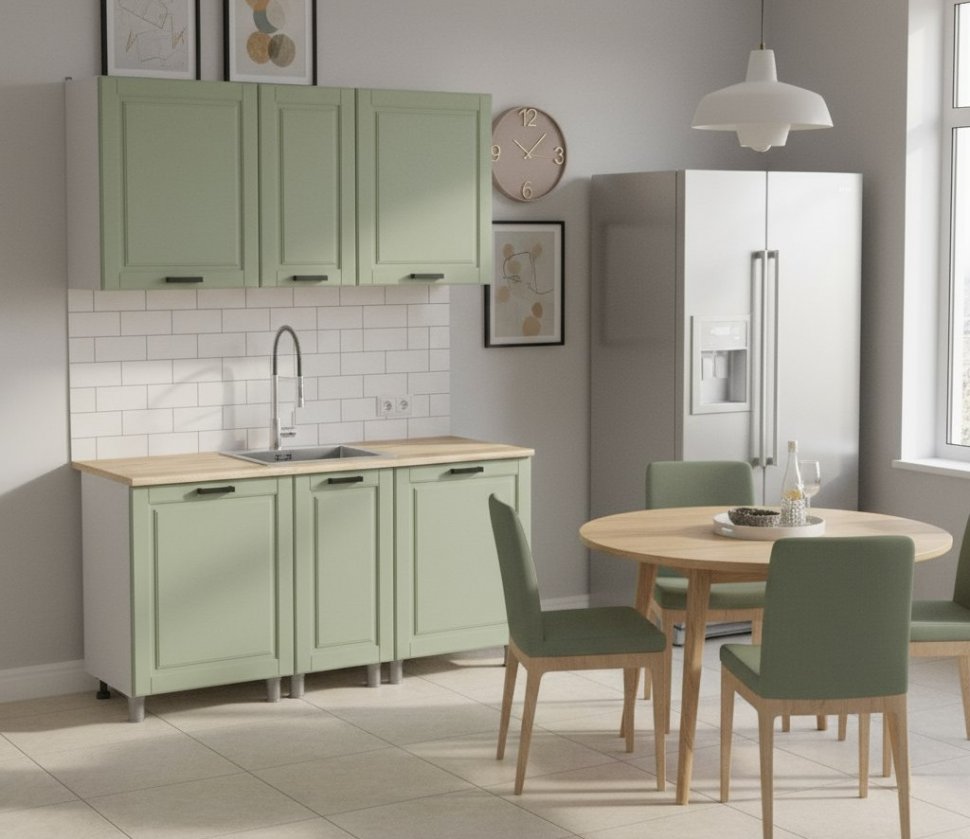 Кухня Аленушка 1,6м в.3 Астра Фисташка,скоба черный,сонома