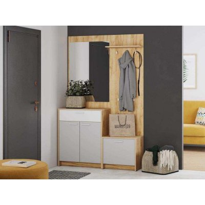 Прихожая Нортон 3 Дуб крафт золотой/белый/серый камень