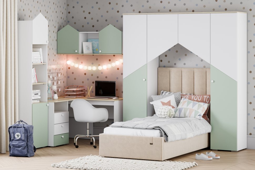 НМ 041.46 полка Банни белый/дуб сонома/макарун