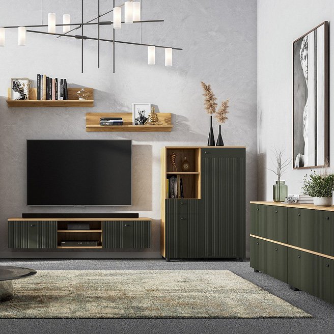 Тумба для ТВ Милан (SV-Мебель) Олива Софт cо створками