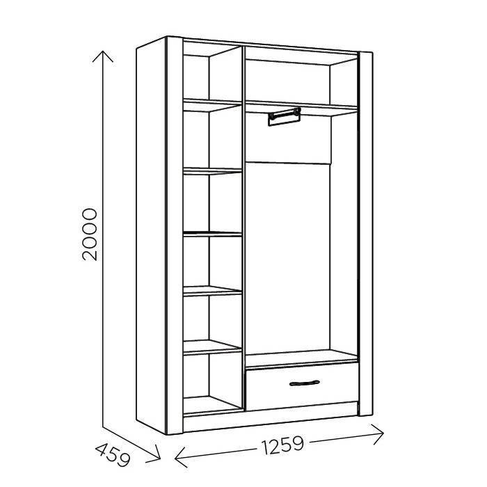Шкаф 3-створчатый для одежды Ева 5 М2