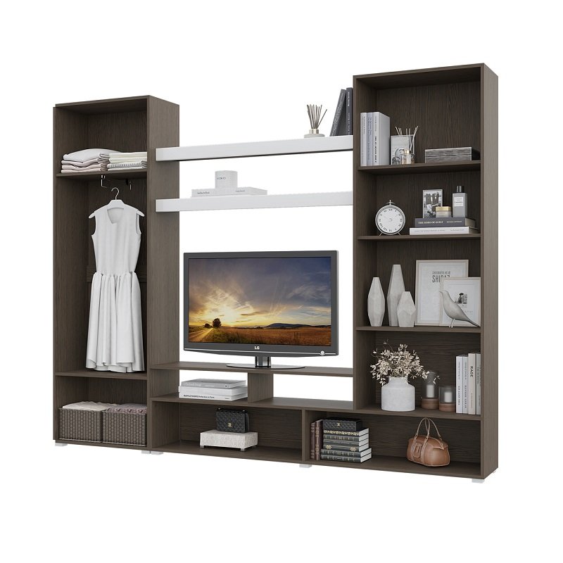 Стенка в гостиную Альфа (Венге / Белый глянец)