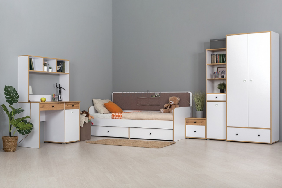 Вуди Шкаф для одежды 13.138 белый/дуб золотой