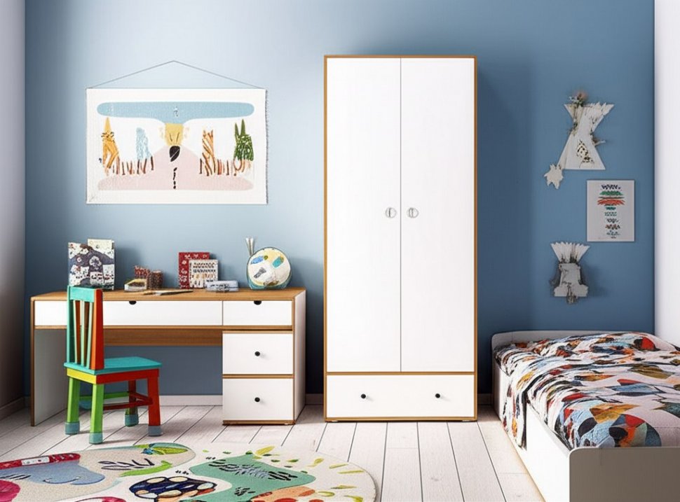Вуди Шкаф для одежды 13.138 белый/дуб золотой