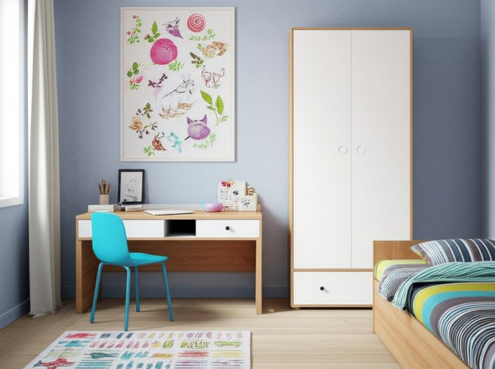 Вуди Шкаф для одежды 13.138 белый/дуб золотой