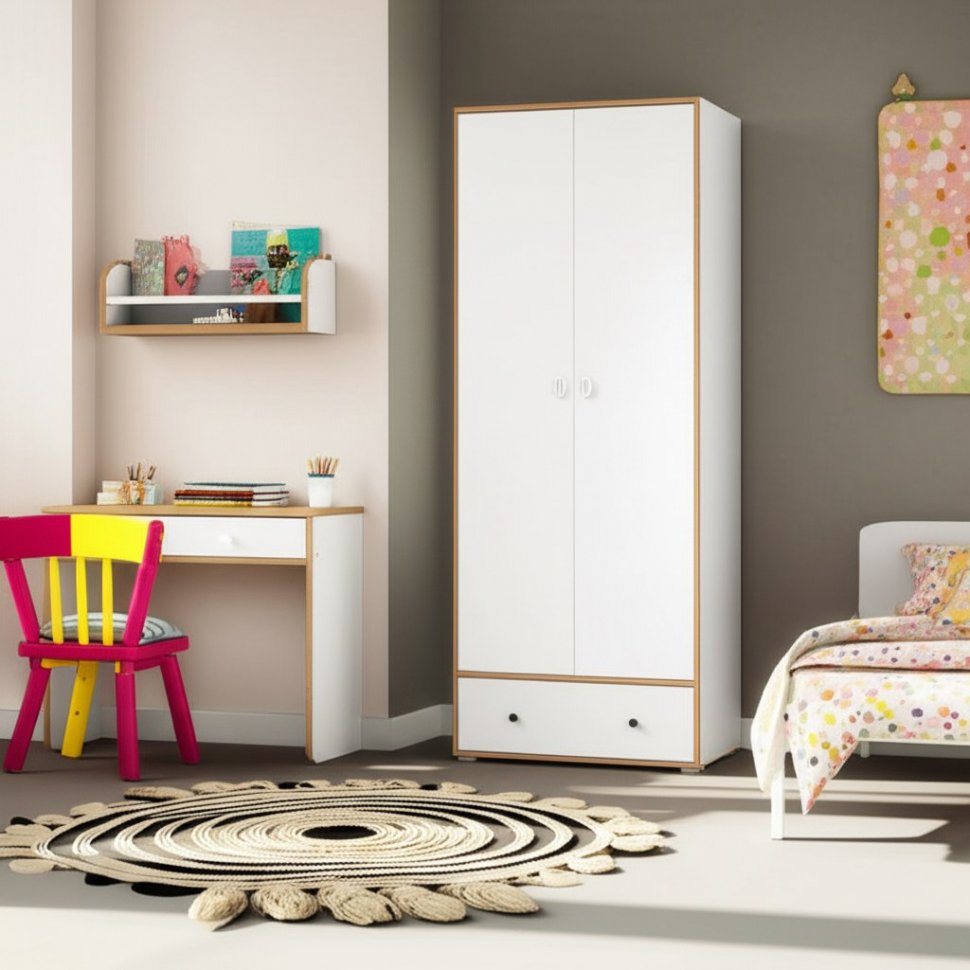 Вуди Шкаф для одежды 13.138 белый/дуб золотой