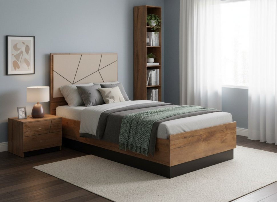 Кровать одинарная Гамма с настилом 54.17 Таксония/Грей