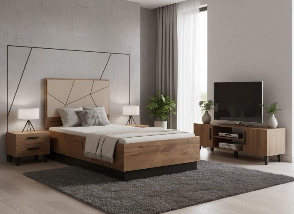 Кровать одинарная Гамма с настилом 54.17 Таксония/Грей