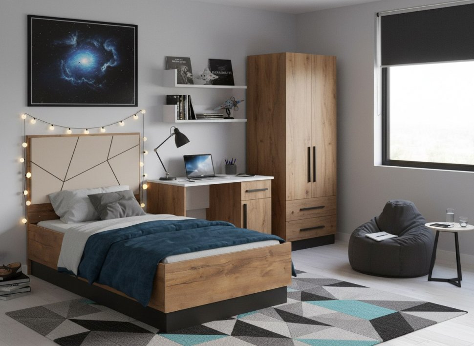 Кровать одинарная Гамма с настилом 54.17 Таксония/Грей