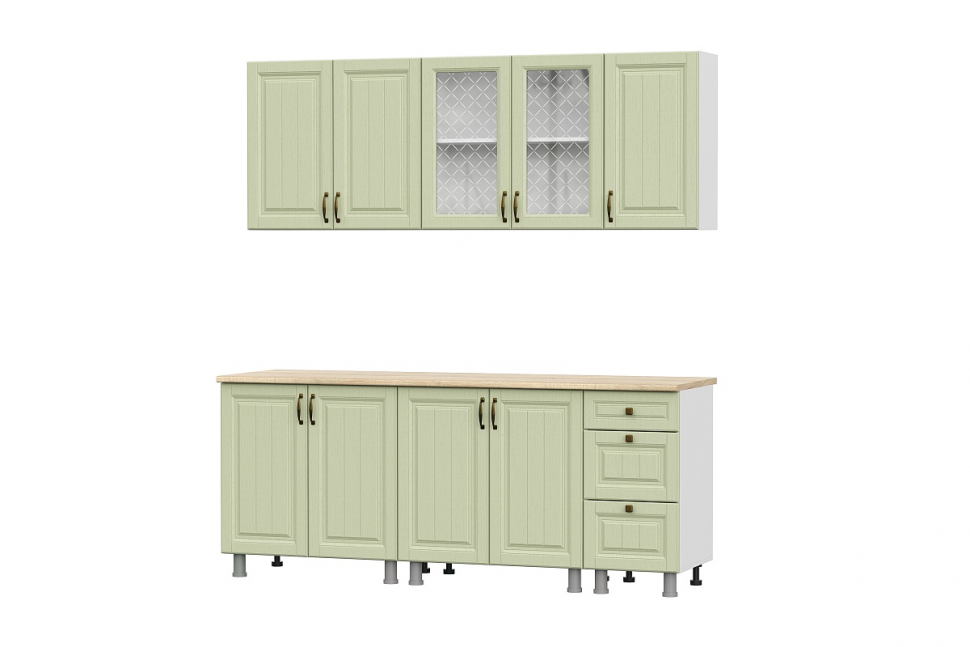 Кухня Прованс 2 м (без столешницы), Белый, Фисташковый